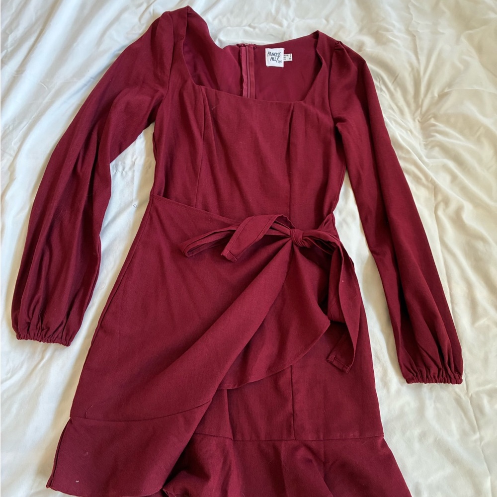 Princess Polly Burgundy Long Sleeve Dress